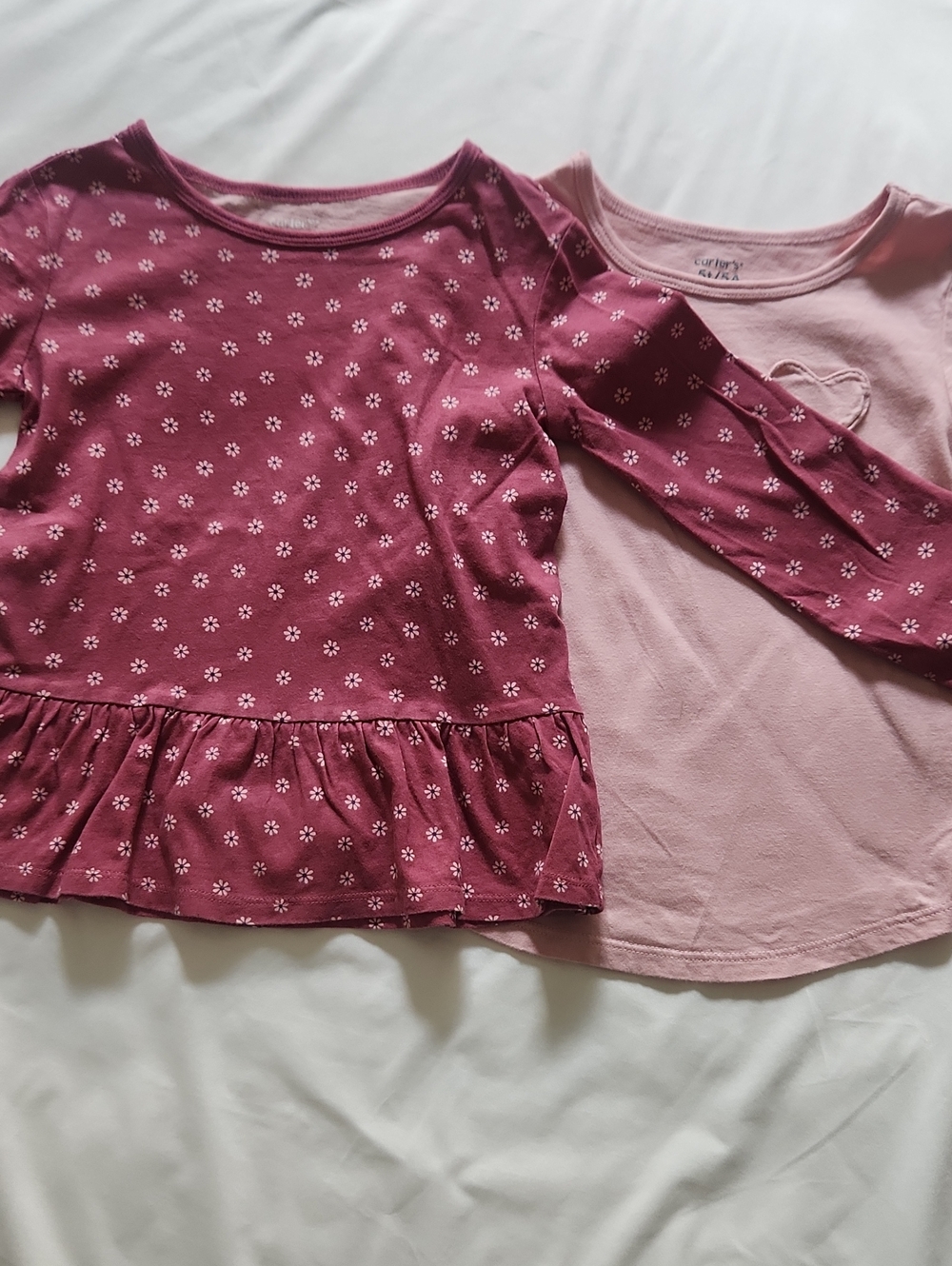 Carter's Pink & Mauve Long-Sleeve Floral and Heart Tee Set